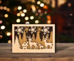 Multilayer Christmas Deer E0024442 file cdr and dxf pdf free vector download for laser cut