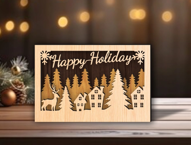 Multilayer Christmas Deer E0024444 file cdr and dxf pdf free vector download for laser cut