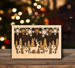 Multilayer Christmas Deer E0024446 file cdr and dxf pdf free vector download for laser cut