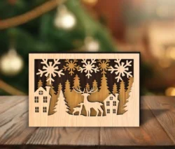 Multilayer Christmas Deer E0024448 file cdr and dxf pdf free vector download for laser cut