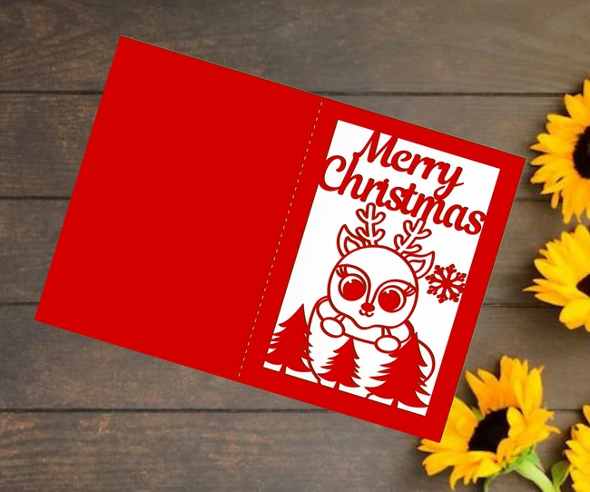 Reindeer With Pine Tree And Snowflake Christmas Card E0024493 file cdr and dxf pdf free vector download for laser cut 5 Reindeer With Pine Tree And Snowflake Christmas Card E0024493 file cdr and dxf pdf free vector download for laser cut