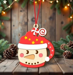 Snowman Christmas Cocoa Character Ornament E0024481 file cdr and dxf pdf free vector download for laser cut