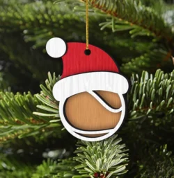 Sport Santa Hat Christmas Ornament With Ball E0024434 file cdr and dxf pdf free vector download for laser cut
