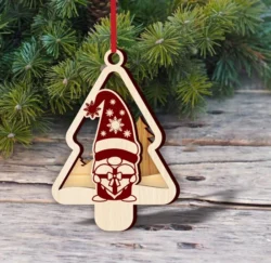 Tree Christmas Gnome Ornament E0024406 file cdr and dxf pdf free vector download for laser cut