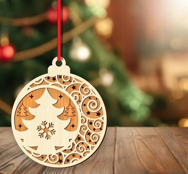 Tree Christmas Ornament E0024520 file cdr and dxf pdf free vector download for laser cut