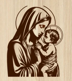 Virgin Mary And Jesus E0024515 file cdr and dxf pdf free vector download for laser engraving machine