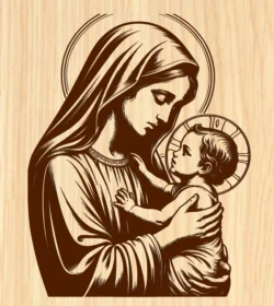 Virgin Mary And Jesus E0024516 file cdr and dxf pdf free vector download for laser engraving machine