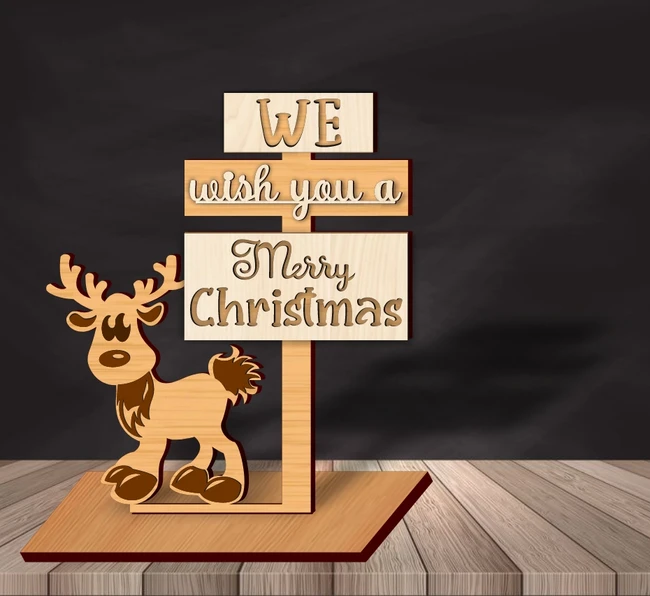 We Wish You A Merry Christmas Wooden Sign E0024408 file cdr and dxf pdf free vector download for laser cut