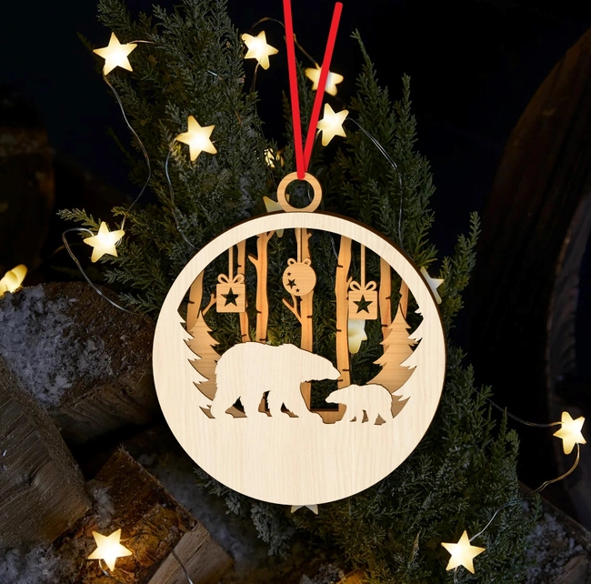 Bear Christmas Ornament E0024542 file cdr and dxf pdf free vector download for laser cut
