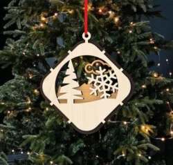 Christmas Ball Tree Decoration With Christmas Tree And Snow E0024610 file cdr and dxf pdf free vector download for laser cut