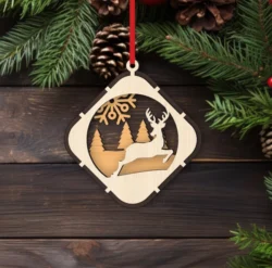 Christmas Ball Tree Decoration With Deer E0024578 file cdr and dxf pdf free vector download for laser cut