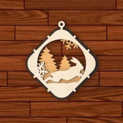Christmas Ball Tree Decoration With Rabbit And Snow E0024588 file cdr and dxf pdf free vector download for laser cut