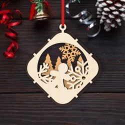 Christmas Ball Tree Decoration With Snowman And Snow E0024589 file cdr and dxf pdf free vector download for laser cut