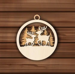 Christmas Ornament With Deer E0024623 file cdr and dxf pdf free vector download for laser cut