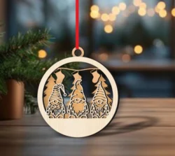 Christmas Ornament With Gnome E0024625 file cdr and dxf pdf free vector download for laser cut