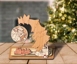 Christmas Tree Ornament Holder With Grinch E002460 file cdr and dxf pdf free vector download for laser cut
