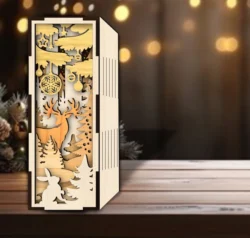 Christmas book nook E0024622 file cdr and dxf pdf free vector download for laser cut