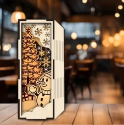 Christmas book nook E0024637 file cdr and dxf pdf free vector download for laser cut