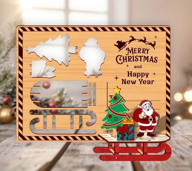 Christmas card E0024584 file cdr and dxf pdf free vector download for laser cut