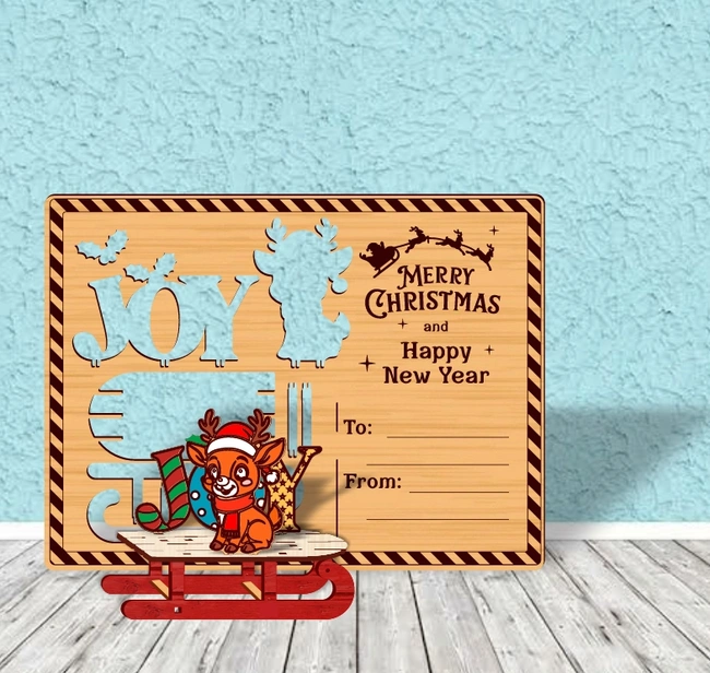 Christmas card E0024598 file cdr and dxf pdf free vector download for laser cut