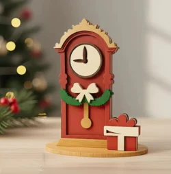 Christmas clock E0024650 file cdr and dxf pdf free vector download for laser cut