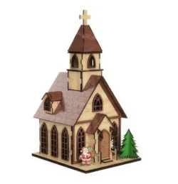 Christmas wooden church E0024618 file cdr and dxf pdf free vector download for laser cut