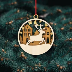 Deer Christmas Ornament E0024630 file cdr and dxf pdf free vector download for laser cut