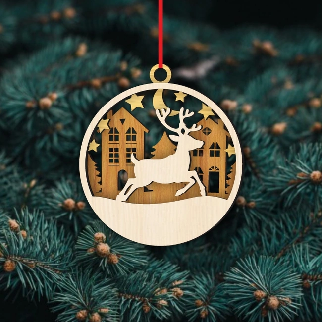 Deer Christmas Ornament E0024630 file cdr and dxf pdf free vector download for laser cut