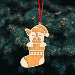Dog Socks Christmas Ornament E0024538 file cdr and dxf pdf free vector download for laser cut