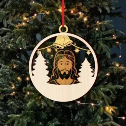 Jesus And Christmas Tree Christmas Ornament E0024655 file cdr and dxf pdf free vector download for laser cut