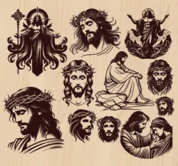 Jesus set E0024646 file cdr and dxf pdf free vector download for laser engraving machine