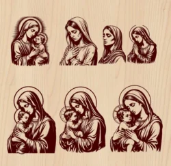 Mary and Jesus E0024642 file cdr and dxf pdf free vector download for laser engraving machine