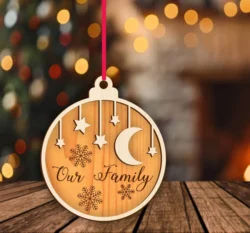Our Family Christmas Ornament E0024525 file cdr and dxf pdf free vector download for laser cut