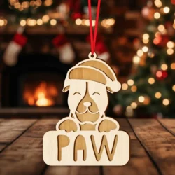 Paw Dog Christmas Ornament E0024539 file cdr and dxf pdf free vector download for laser cut