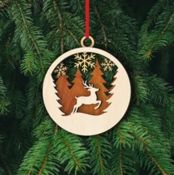 Reindeer Christmas Ornament E0024544 file cdr and dxf pdf free vector download for laser cut