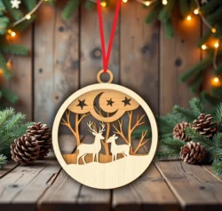 Reindeer Christmas Ornament E0024551 file cdr and dxf pdf free vector download for laser cut