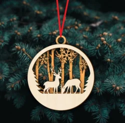 Reindeer With Snowflake Christmas Ornament E0024549 file cdr and dxf pdf free vector download for laser cut