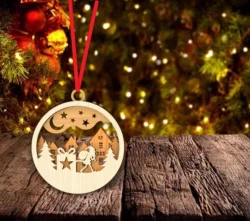 Santa Christmas Ornament E0024543 file cdr and dxf pdf free vector download for laser cut