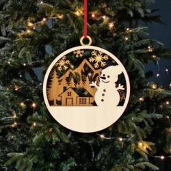 Snowman Christmas Ornament E0024632 file cdr and dxf pdf free vector download for laser cut