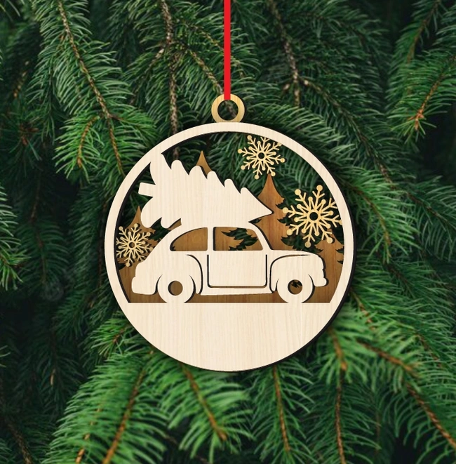 Tree Truck Christmas Ornament E0024629 file cdr and dxf pdf free vector download for laser cut 5 Tree Truck Christmas Ornament E0024629 file cdr and dxf pdf free vector download for laser cut