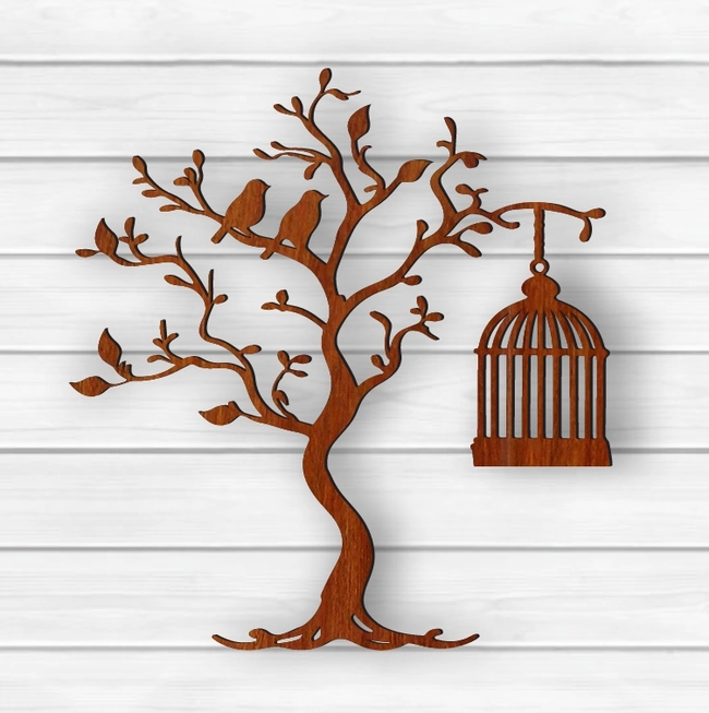 Bird On Tree L0000180 file cdr and dxf free vector download for laser cut plasma
