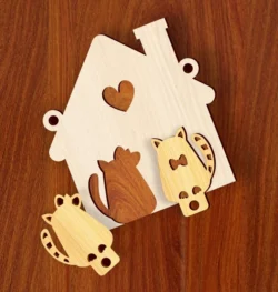 Cat Home Key Holder L0000061 file cdr and dxf pdf free vector download for laser cut