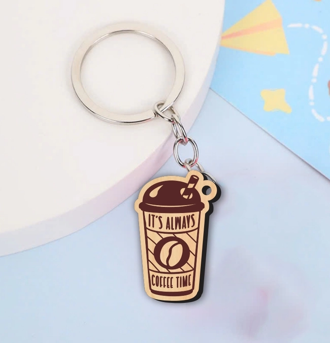 Coffee Cup Keychain L0000087 file cdr and dxf pdf free vector download for laser cut
