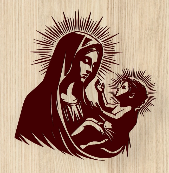 Mary And Jesus L0000115 file cdr and dxf free vector download for laser engraving machines 5 Mary And Jesus L0000115 file cdr and dxf free vector download for laser engraving machines