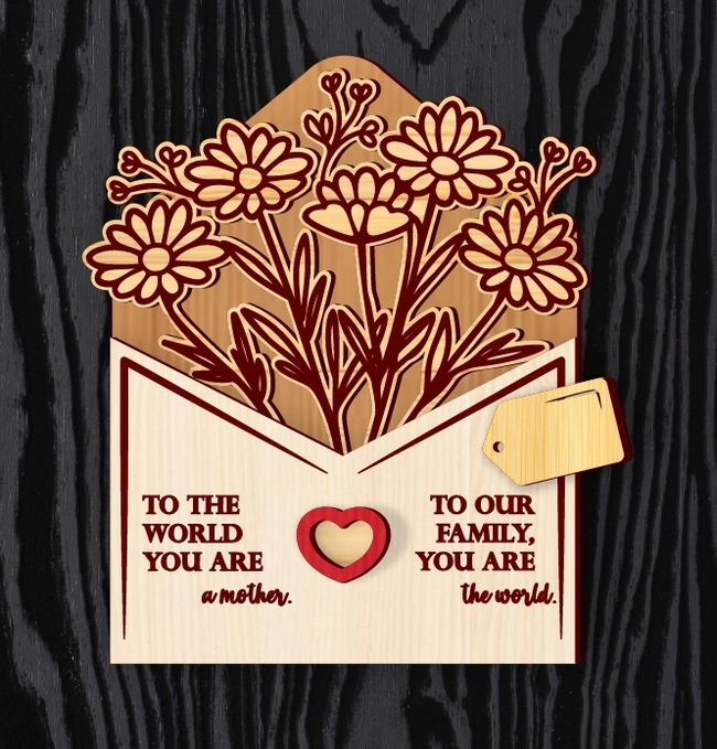 Mother's Day Floral Envelope Card L0000092 file cdr and dxf pdf free vector download for laser cut