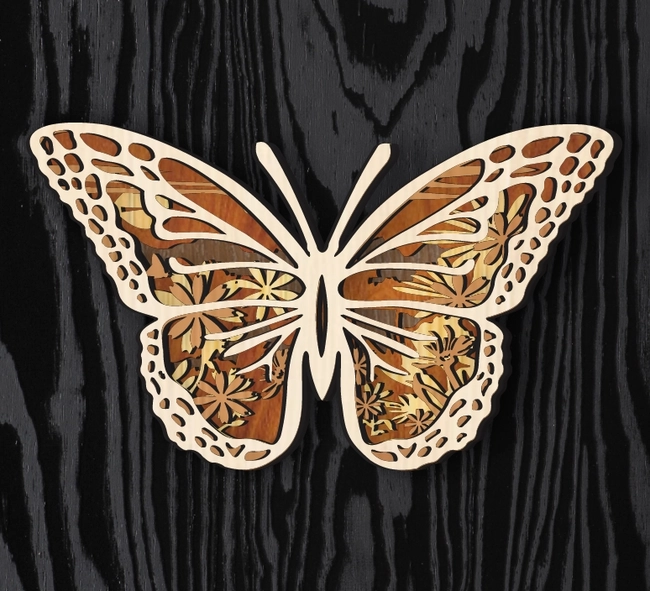 Multilayer Butterfly L0000017 file cdr and dxf pdf free vector download for laser cut