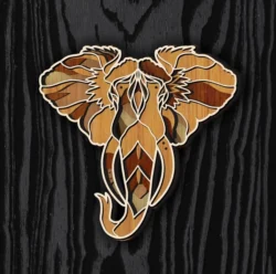 Multilayer Elephant Head L0000210 file cdr and dxf pdf free vector download for laser cut