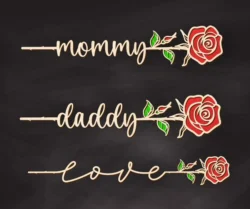 Rose with word E0024707 file cdr and dxf free vector download for laser cut