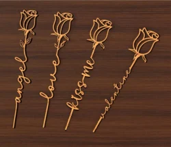 Rose with word E0024708 file cdr and dxf free vector download for laser cut