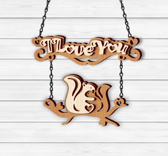 Squirrel Valentine’s Day Decoration L0000222 file cdr and dxf pdf free vector download for laser cut